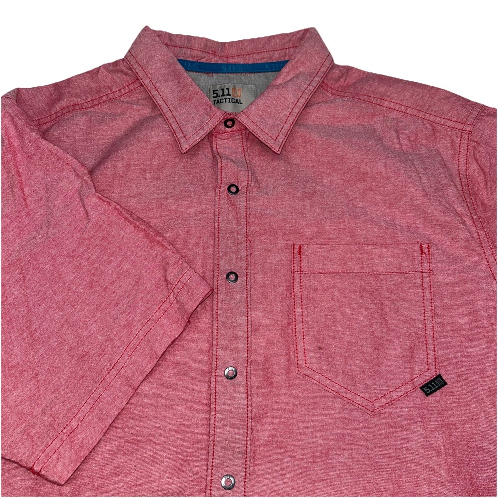 5.11 Tactical Shirt Mens Large Short‎ Sleeve Snap Heather Red